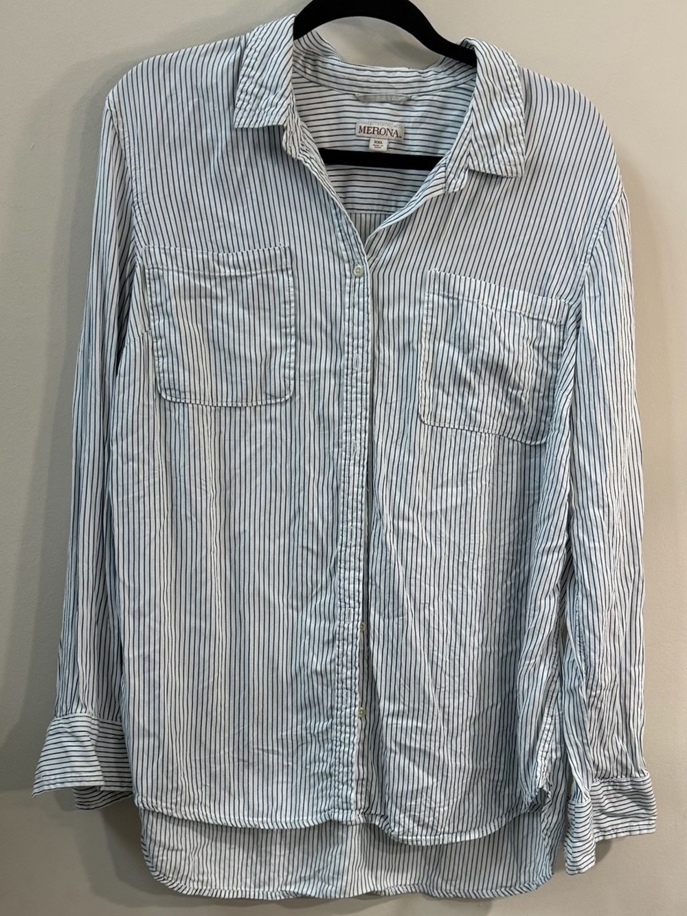 Merona Light Blue Stripe Button-Up Shirt XXL